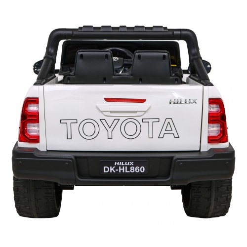 Toyota Hilux na akumulator dla dzieci Biały Pickup + Napęd 4x4 + Pilot + 2 bagażniki