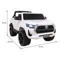 Toyota Hilux na akumulator dla dzieci Biały Pickup + Napęd 4x4 + Pilot + 2 bagażniki