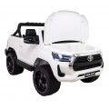 Toyota Hilux na akumulator dla dzieci Biały Pickup + Napęd 4x4 + Pilot + 2 bagażniki