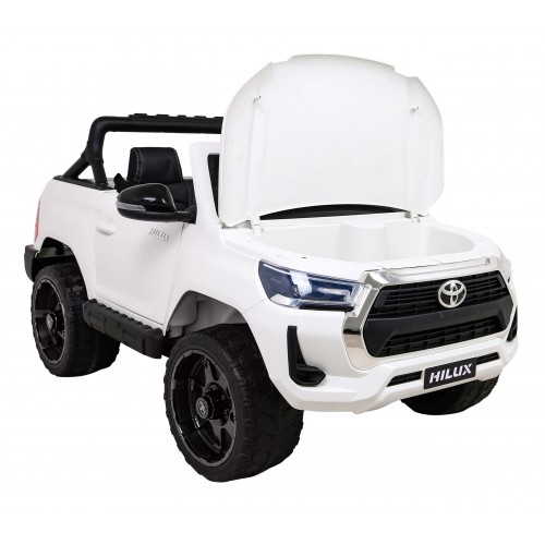 Toyota Hilux na akumulator dla dzieci Biały + Napęd 4x4 + Pilot + 2 bagażniki + Radio MP3 + LED