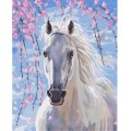 Malowanie po numerach Biały Koń 40x50 Płótno + Farby + Pędzle