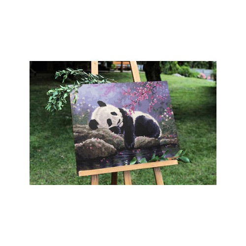 Malowanie po numerach Panda na Odpoczynku 40x50 Płótno + Farby + Pędzle