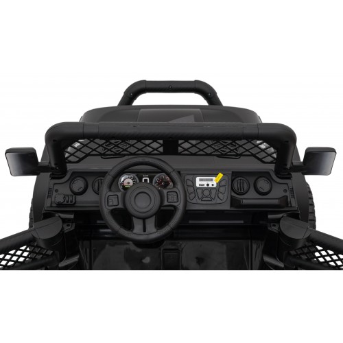 Autko terenowe Geoland Power dla 2 dzieci Czarny + Pilot + Silniki 2x200W + Bagażnik + Radio MP3 + LED