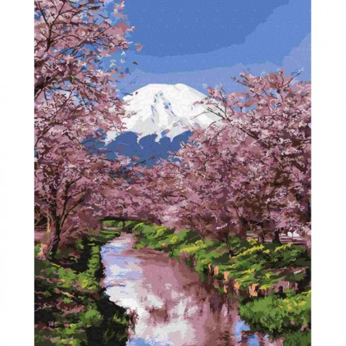 Malowanie po numerach Kwitnąca Sakura 40x50 Płótno + Farby + Pędzle