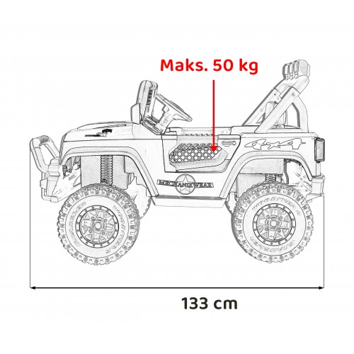 Autko terenowe Geoland Power dla 2 dzieci Żółty + Pilot + Silniki 2x200W + Bagażnik + Radio MP3 + LED
