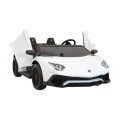 Auto Lamborghini Aventador SV na akumulator dla 2 dzieci Biały + Pilot 2,4 GHz + Pianka EVA + Audio LED