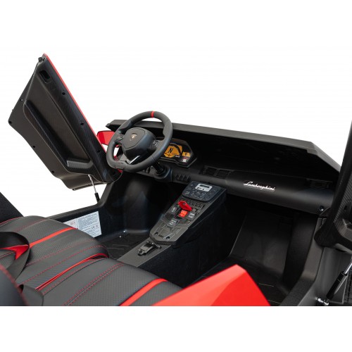Auto Lamborghini Aventador SV na akumulator dla 2 dzieci Czerwony + Pilot 2,4 GHz + Pianka EVA + Audio LED