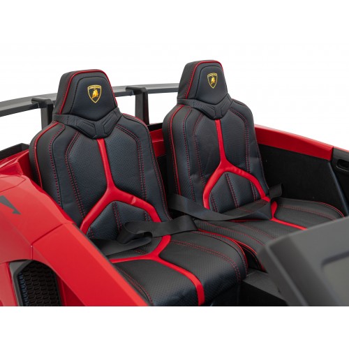 Auto Lamborghini Aventador SV na akumulator dla 2 dzieci Czerwony + Pilot 2,4 GHz + Pianka EVA + Audio LED