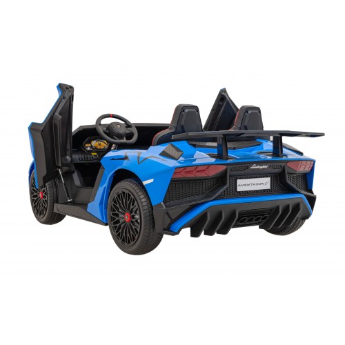 Auto Lamborghini Aventador SV na akumulator dla 2 dzieci Niebieski + Pilot 2,4 GHz + Pianka EVA + Audio LED
