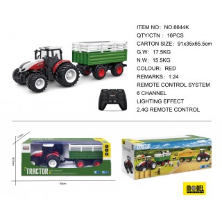 Traktor Czerwony R/C Z Naczepą 1:24