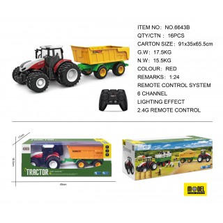Traktor Czerwony R/C Z Naczepą