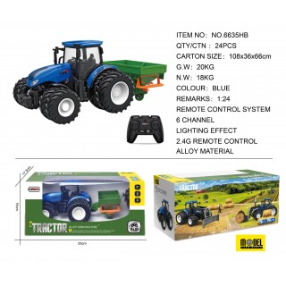 Traktor Niebieski R/C Z Siewnikiem