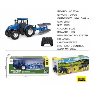 Traktor Niebieski R/C Z Pługiem 1:24
