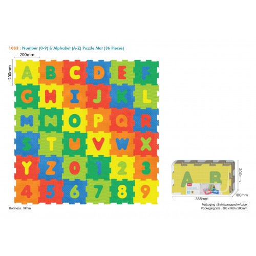 Mata podłogowa z 36 Puzzli dla dzieci 10m+ Wyjmowane cyfry litery + Pianka EVA + Jaskrawe kolory