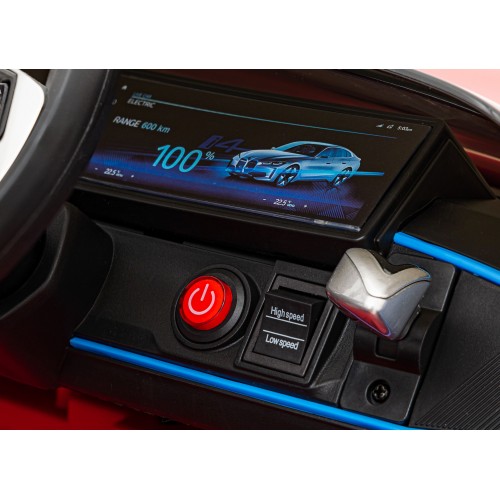 Autko BMW i4 na akumulator dla dzieci Czerwony + Wolny Start + EVA + Ekoskóra + Audio LED + Pilot