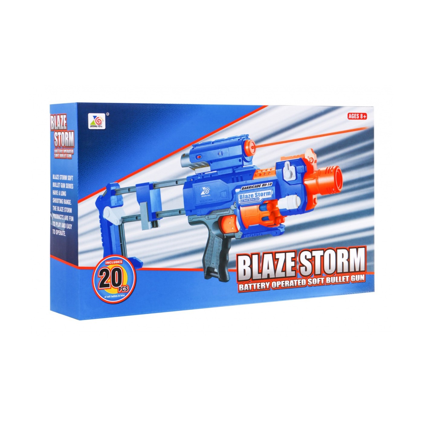 Karabin dla dzieci 8+ Blaze Storm + 20 pocisków z pianki + Celownik laserowy + Kolba