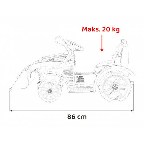 Traktor Spychacz G320 dla najmłodszych dzieci Czerwony + Ruchoma łyżka + Melodie + Klakson + Światła LED