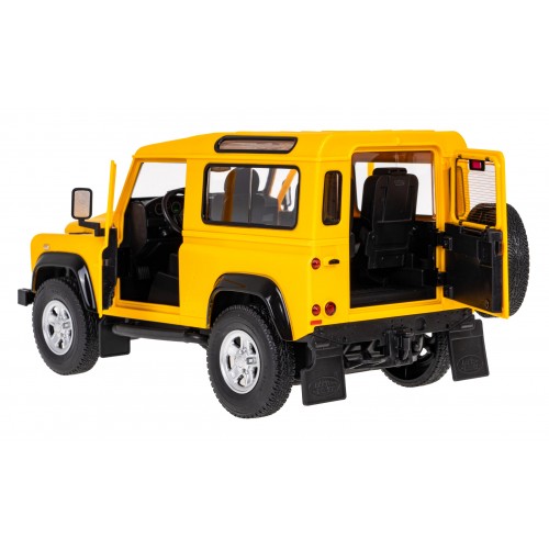 Land Rover Defender żółty RASTAR model 1:14 Zdalnie sterowanie auto + Pilot 2,4 GHz + Ręcznie otwierane drzwi