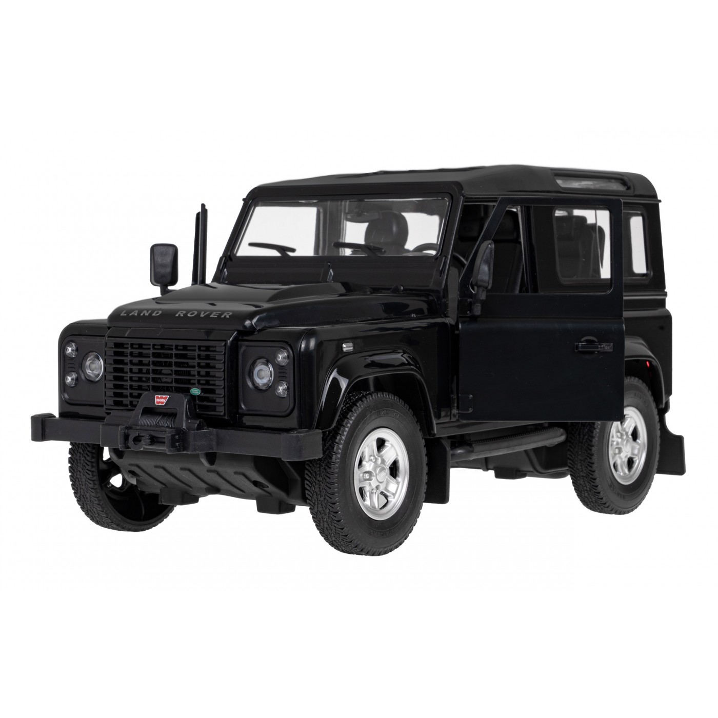 Land Rover Defender czarny RASTAR model 1:14 Zdalnie sterowanie auto + Pilot 2,4 GHz + Ręcznie otwierane drzwi