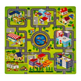 Mata podłogowa "Plan miasta" z 9 Puzzli dla dzieci 10m+ Pianka EVA + Kolorowy nadruk