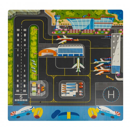 Mata "Lotnisko" z 9 Puzzli dla dzieci 10m+ Pianka EVA + Składany Samolot + Kolorowy nadruk