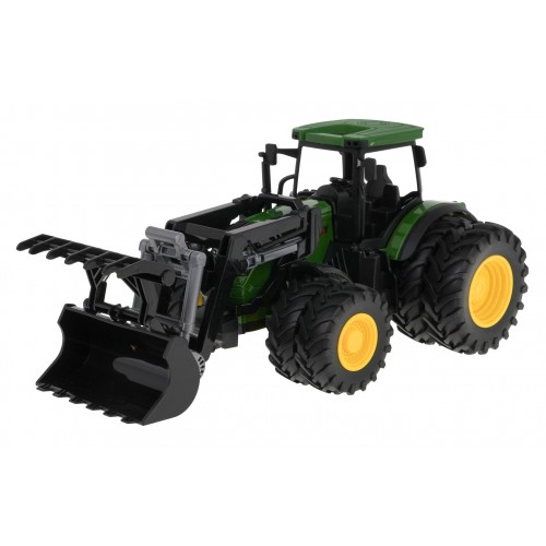 Zielony Traktor z Turem dla dzieci 3+ Model 1:24 + Ruchome elementy + 8 Kół + Tylny hak