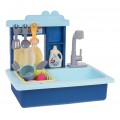 Zlew z Funkcją Wody dla dzieci 3+ Akcesoria 11 el. + Naczynia + Zabawkowy Detergent + Szczotka + Stojak na naczynia