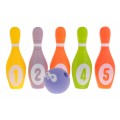Zestaw piankowych 5 Kręgli z Piłką dla dzieci 6m+ Pastelowe kolory + Piszczałka w każdym elemencie