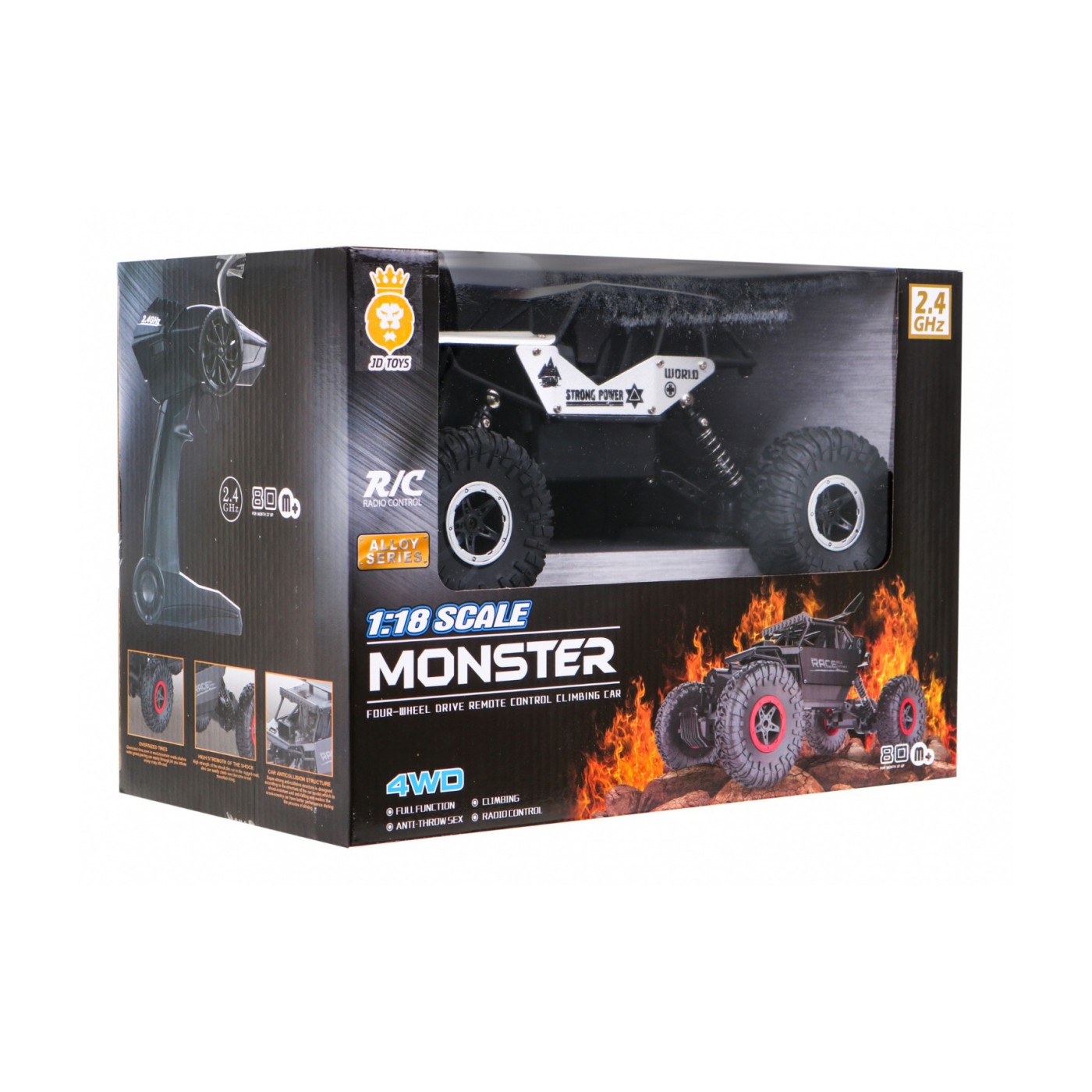 Crawler Monster dla dzieci 6+ Zdalnie sterowany Srebrny model 1:18 Ekstremalna jazda