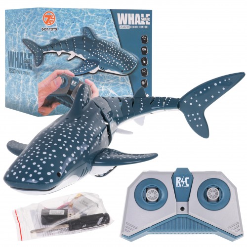 Zdalnie sterowany Wieloryb dla dzieci 6+ Zabawka wodna + Pilot 2,4 GHz + Śrubokręt + 2 Śmigła + Tryb DEMO