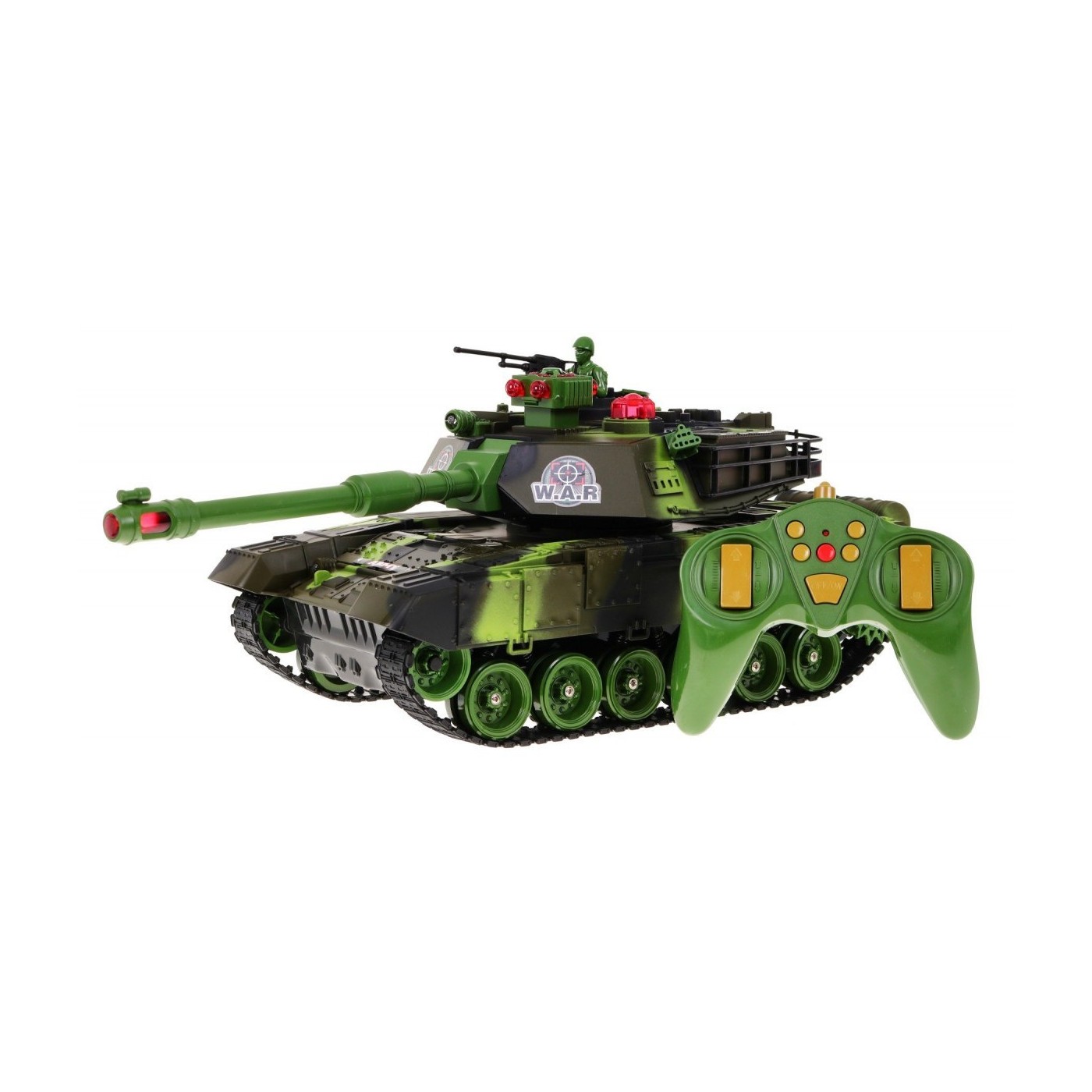 Zdalnie sterowany Czołg dla dzieci 3+ Zielony 1:18 + Pilot + Dźwięki + LED + Ruchome elementy