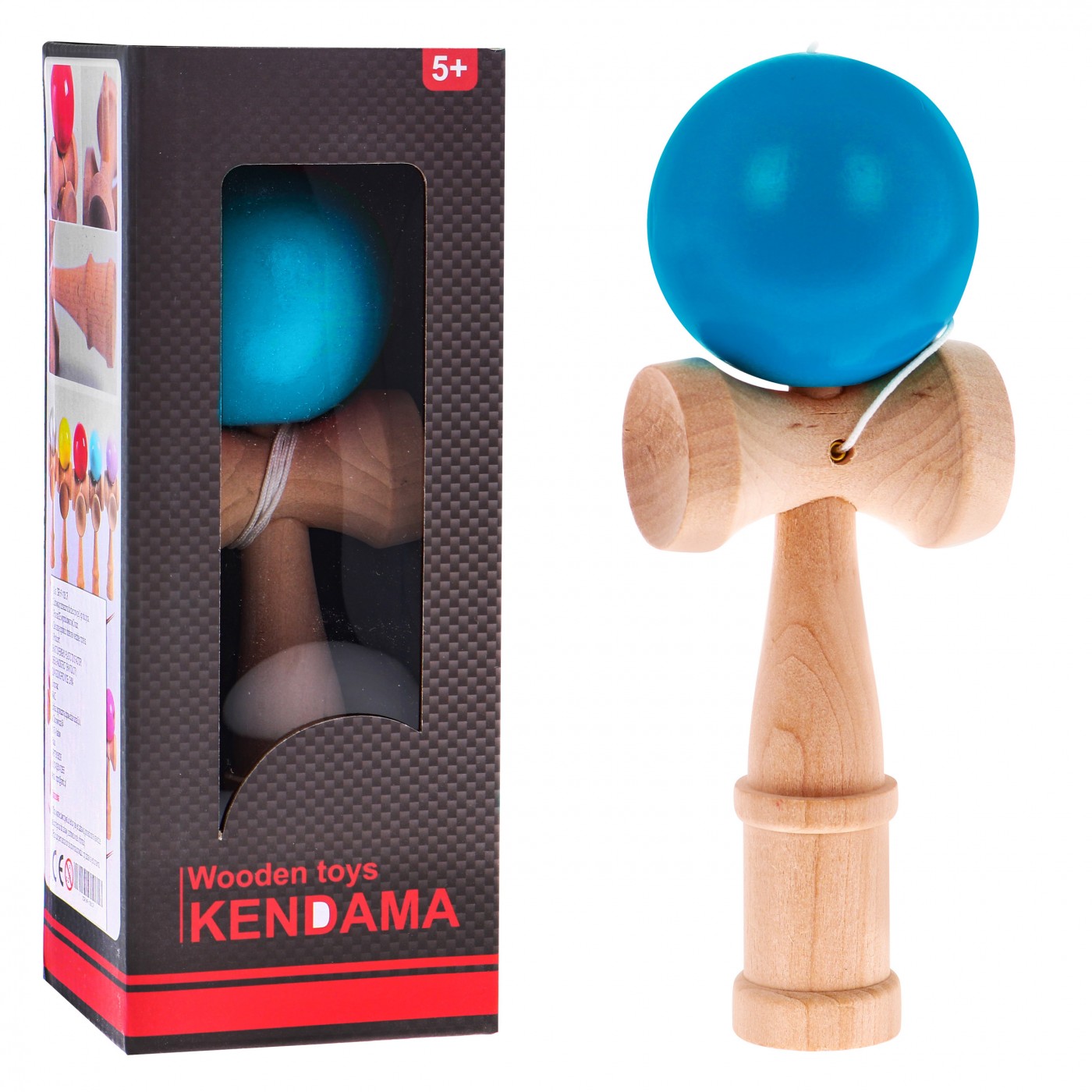 Zręcznościowa gra Kendama dla dzieci 3+ i dorosłych Drewniana zabawka + Niebieska kulka