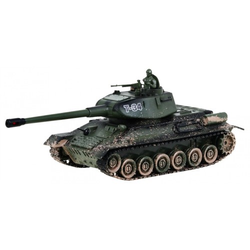 Zdalnie sterowany czołg T-34 dla dzieci 3+ Strzelający model Kamuflaż 1:28 + Wielka Bitwa Czołgów + Dźwięki Światła