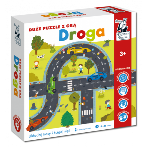 Gra edukacyjna Puzzle "Droga" dla dzieci 3+ Układanie jezdni + Wyścigi samochodów