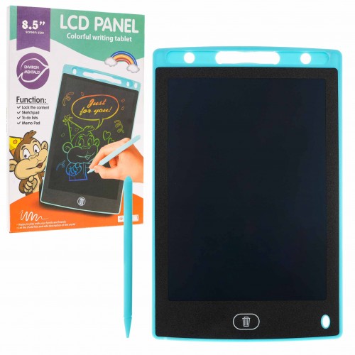 Tablet 8,5' do rysowania i pisania dla dzieci 3+ Niebieski + Rysik + Ekran LCD + Zaczep na smycz