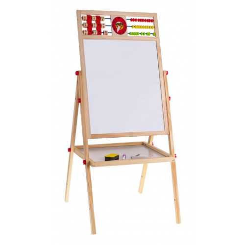 Drewniana dwustronna tablica dla dzieci 3+ Edukacyjna tablica magnetyczna kredowa + Akcesoria