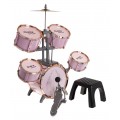 Duża Perkusja 5-bębnowa dla dzieci 3+ Różowy + Metalowy Talerz + 2 Pałki + Krzesełko