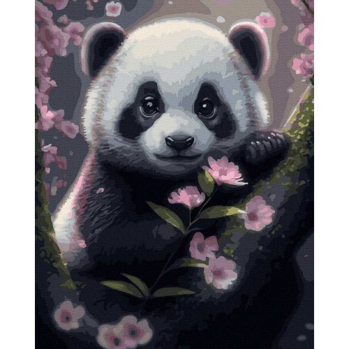 Malowanie po numerach Panda 40x50 Płótno + Farby + Pędzle