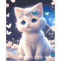 Malowanie po numerach Kot o niebieskich oczach 40x50 Płótno + Farby + Pędzle