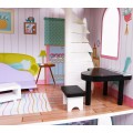 Duży Domek z drewna dla lalek Różowy dla dzieci 3+ Akcesoria Meble + 3 piętra
