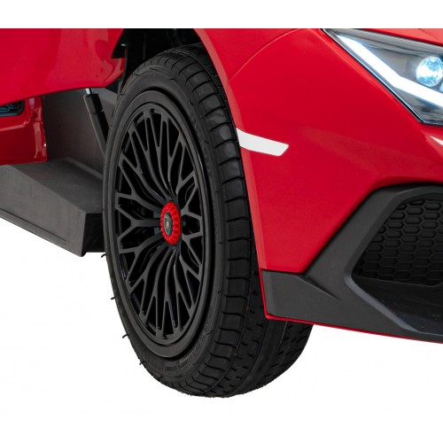 Lamborghini Aventador SV na akumulator dla 2 dzieci Czerwony + Silnik bezszczotkowy + Pompowane koła + Audio LED