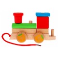Drewniana lokomotywa z sorterami dla dzieci 3+ Zabawka sensoryczna + 27 klocków