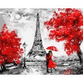 Malowanie po numerach Deszczowy Paryż 40x50 Płótno + Farby + Pędzle