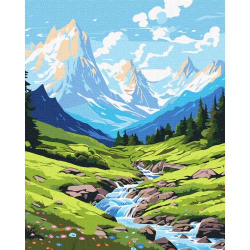 Malowanie po numerach Lato w górach 40x50 Płótno + Farby + Pędzle