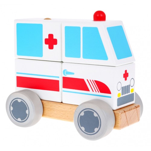 Drewniane Autko Ambulans