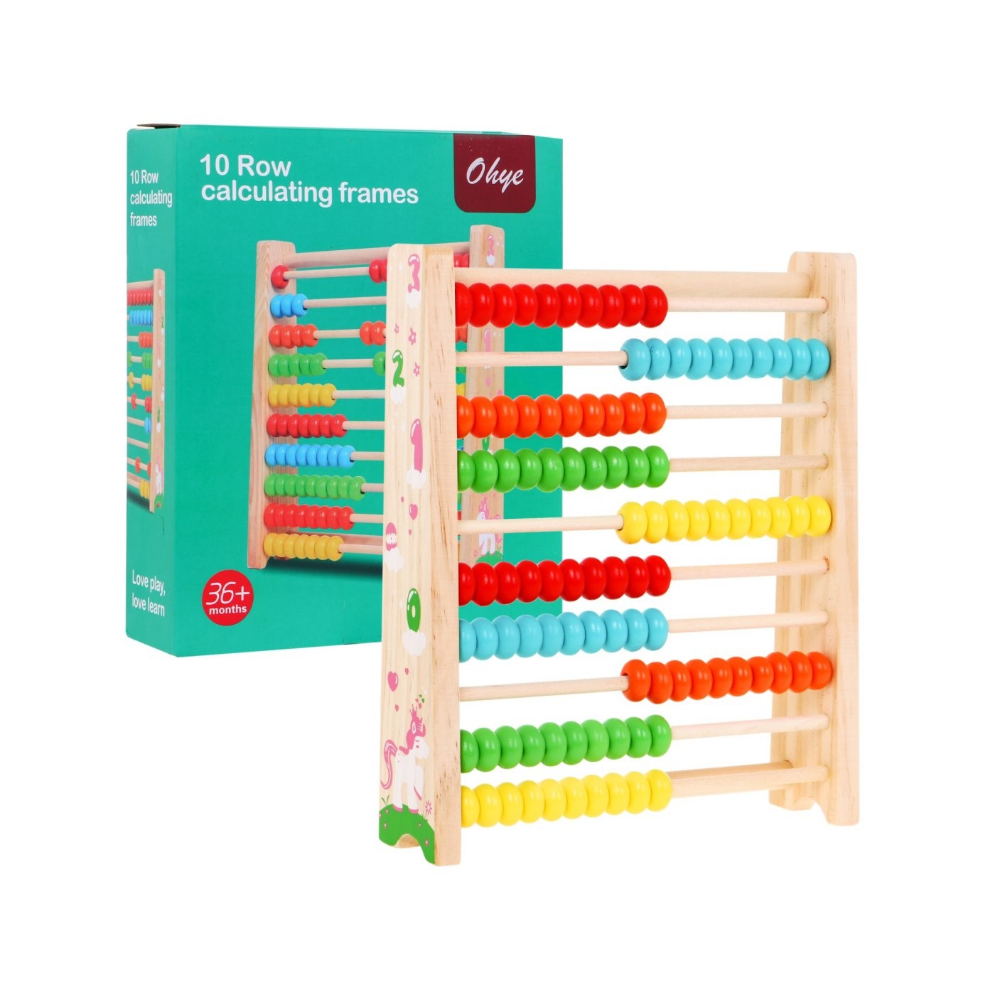 Drewniane liczydło dla dzieci 3+ Nauka liczenia do 100 Kolorowe kulki