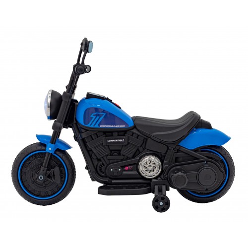 Motorek Chopper FASTER na akumulator dla dzieci Niebieski + Radio FM + Panel audio + LED