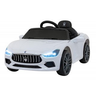 Maserati Ghibli na akumulator dla dzieci Biały + Pilot + EVA + Wolny Start + LED Audio