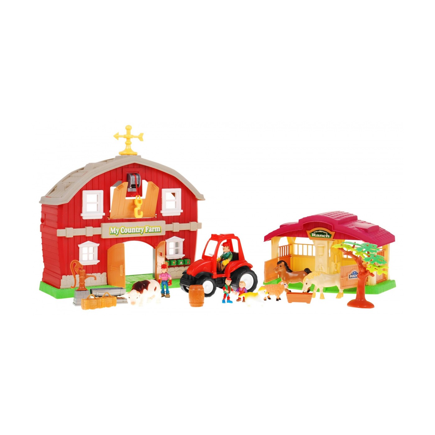 Farma dla dzieci 3+ zestaw figurek 18 el. + Stodoła z dźwiękami + Traktor + 4-osobowa Rodzina + Zwierzęta