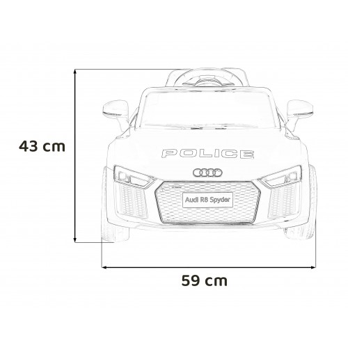 Audi R8 Policja na akumulator dla dzieci + Pilot + EVA + Wolny Start + MP3 LED